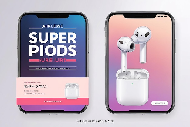 Photo wireless airpods super sale social media banner template