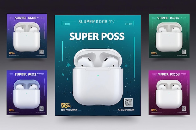 Photo wireless airpods super sale social media banner template