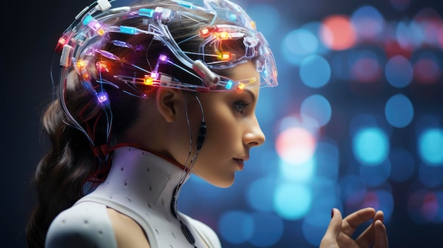 Wireless brain implants advanced neurotechnology innovative healthcare futuristic cognition connected minds Created with Generative AI technology