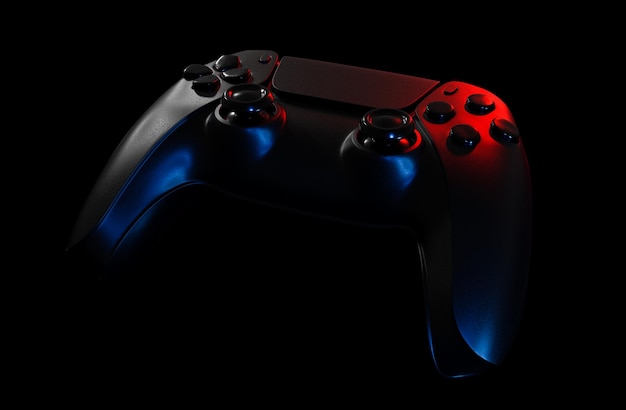 Wireless controller gamepad isolated on black background 3D rendering illustration