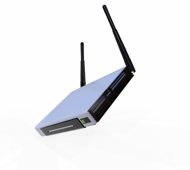 Wireless router isolated on white background 3d render