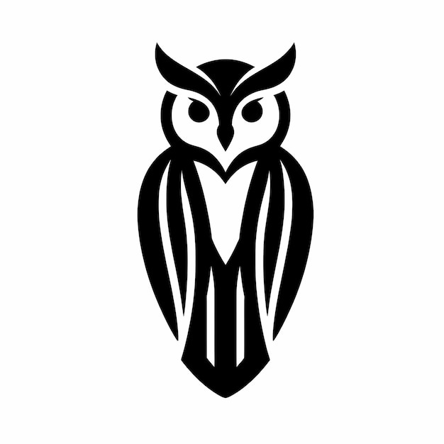 Photo wise and majestic owl striking silhouette logo