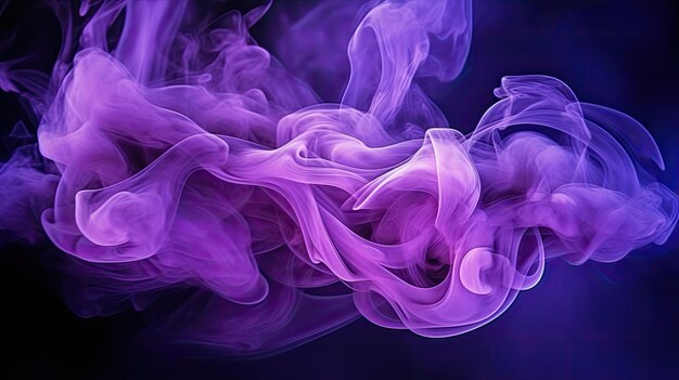 Wispy Purple Smoke Flowing on Black Background Generative AI