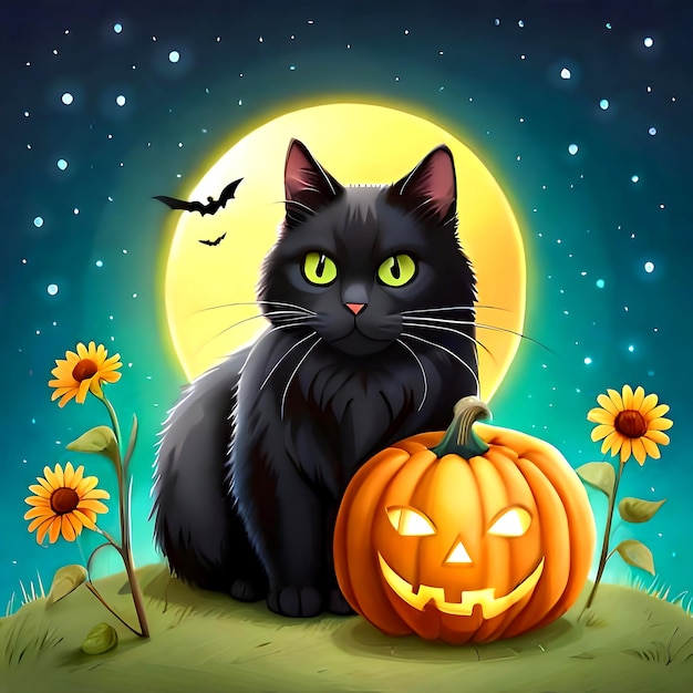 Witch Black Cat Halloween Ai Generative