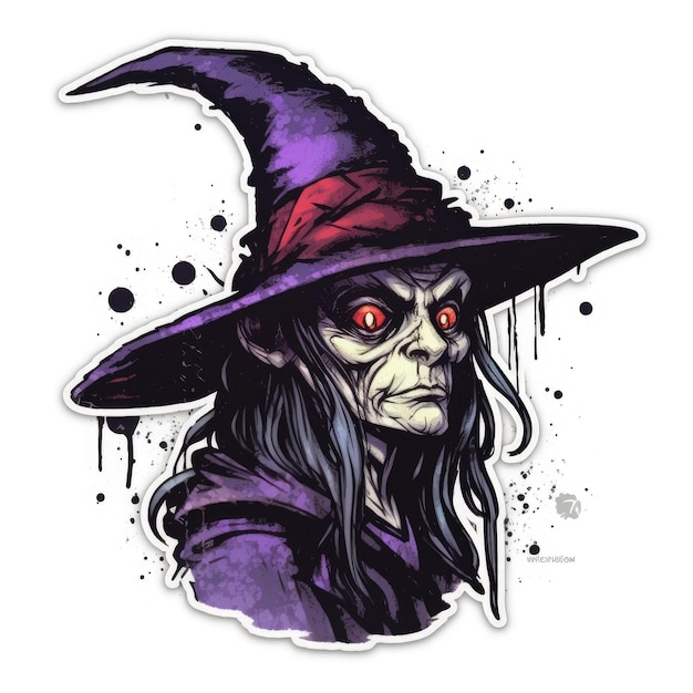 witch crazy tattoo sticker illustration Halloween scary creepy horror crazy devil