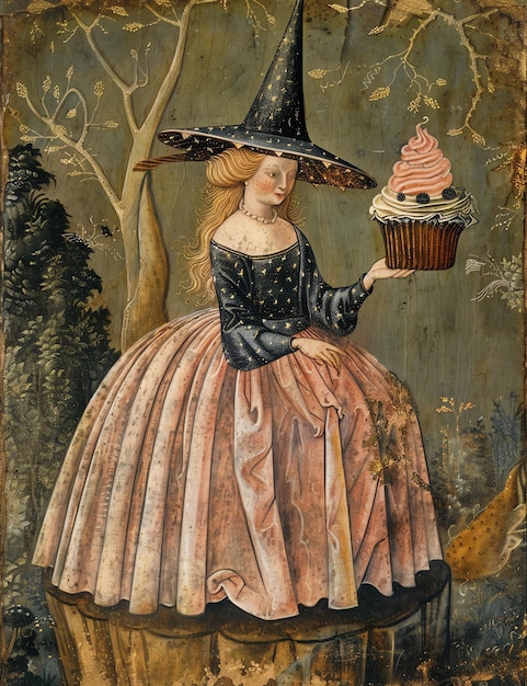 witch cupcake medival page Junk Journal