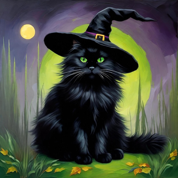 Witch Halloween cat