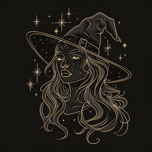 Photo a witch hat with a witch on it is drawn with a witch on it