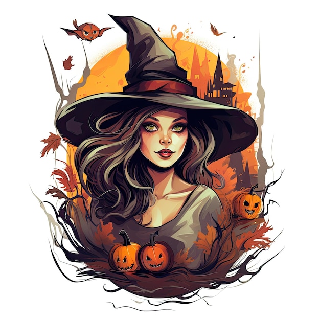 A witch hat with a witch on it