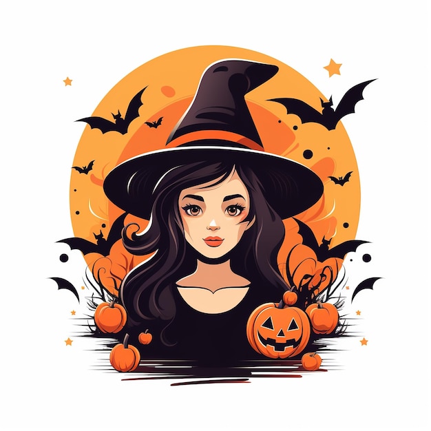 Witch Haunted House Pumpkins Bats Halloween Holiday Design Scary pumpkin head Generative Ai