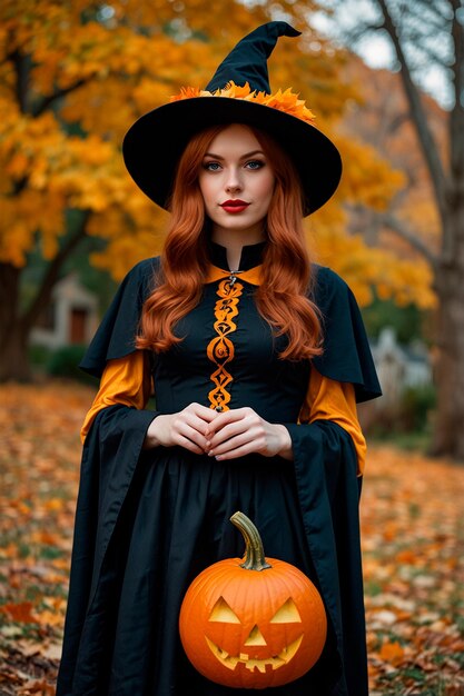 Photo a witch is wearing a black cape and a black cape with a gold and black top