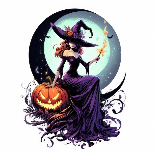 Witch and pumpkin for halloween