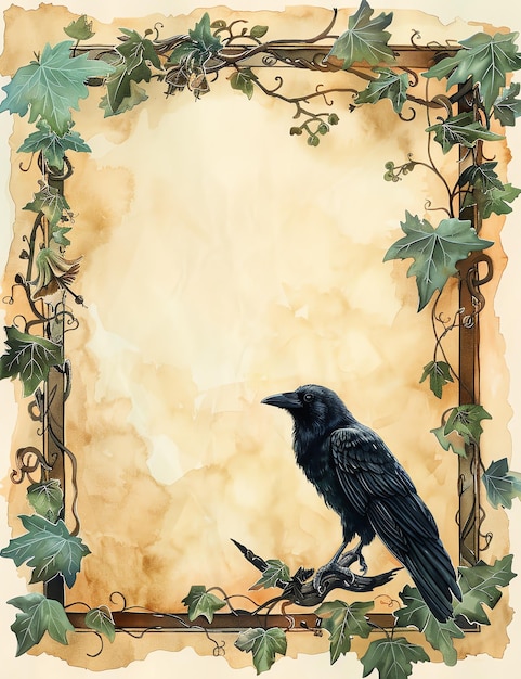 witch raven medival page Junk Journal