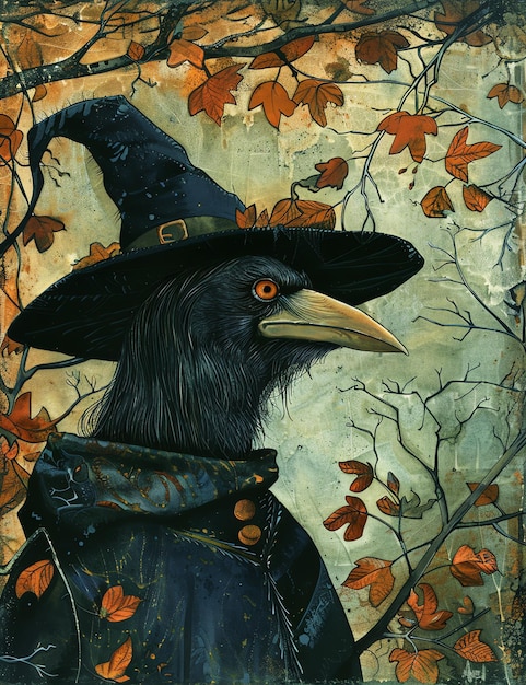 witch raven medival page Junk Journal