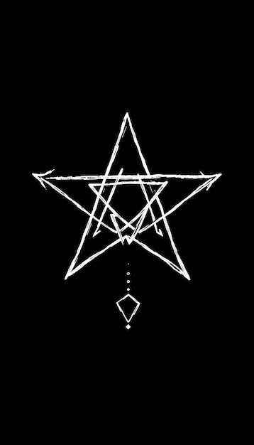 Photo witchs magic attributes with drawn pentagram on dark background isolated with white highlights