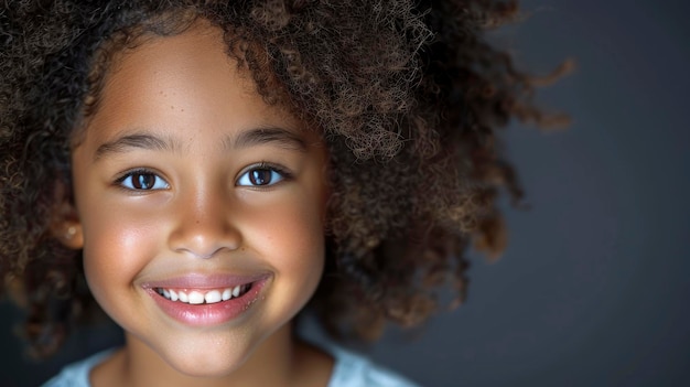 With A Big Smile A MixedRace Girl Posed For A Headshot PortraitHigh Resolution