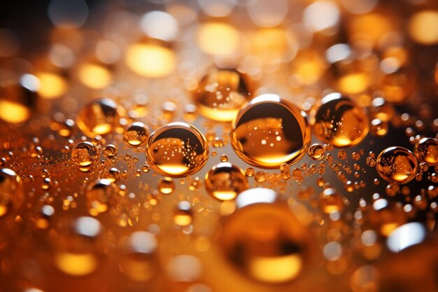 With bokeh effect background golden bubble water drop image