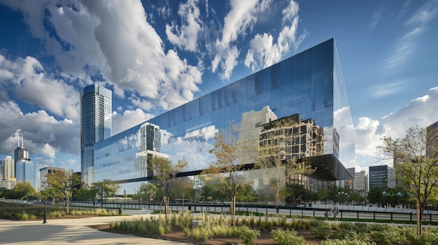 With each passing cloud the business building39s reflective exterior transforms mirroring the everchanging beauty of the sky and adding a touch of dynamism to the city skyline