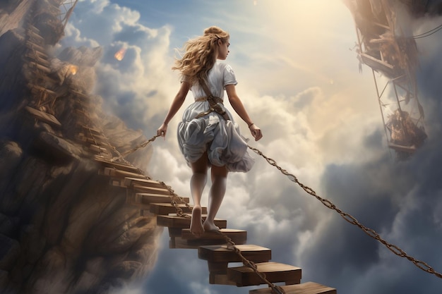 With each step she embraces the challenge her determination unwavering Generative Ai