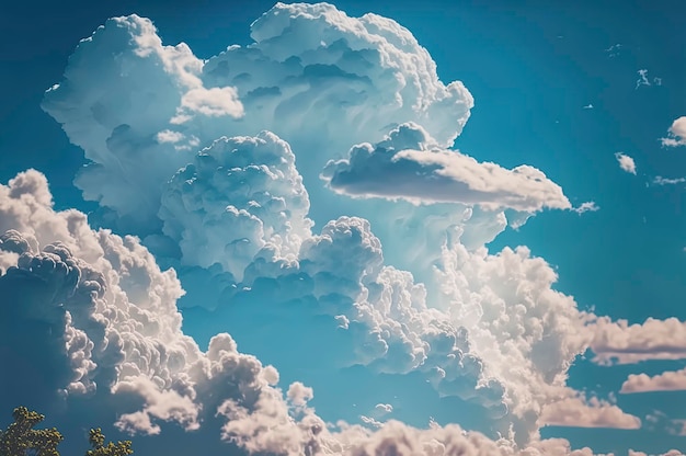 Withe fluffy clouds on blue sky