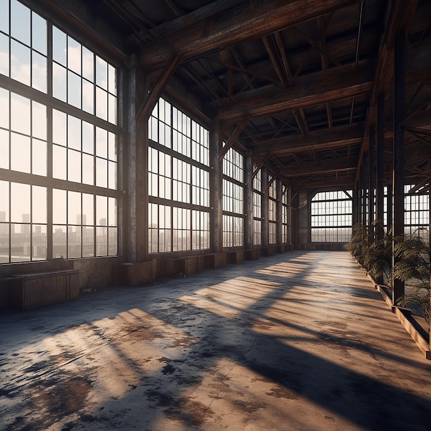 withered landscape built in an abandoned factory