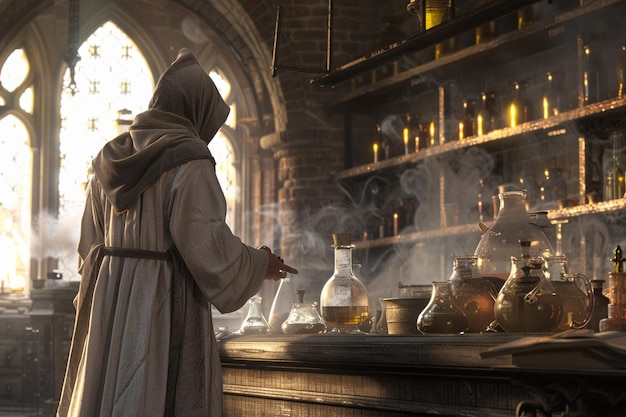 Witness the ancient craft of a medieval alchemist generative ai