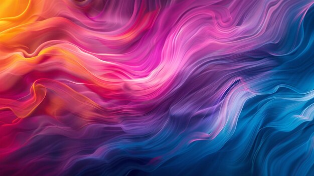 Witness the hypnotic allure of fluidic motion as vibrant colors converge to form a captivating gradient wave