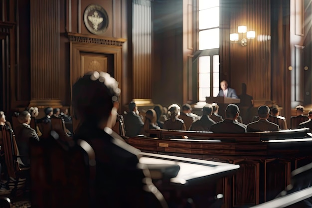 Photo witness speaking during a case lawsuit in the courthouse