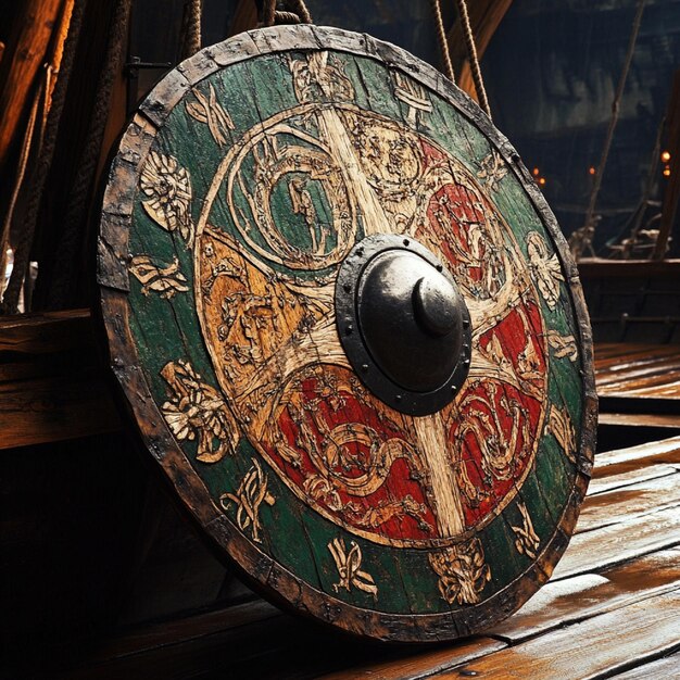 Witness a Viking longships shields painted with intricate designs symbolizing clan alliances