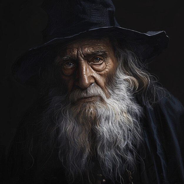 Photo wizened elder in cloak portrait of a timeless seer