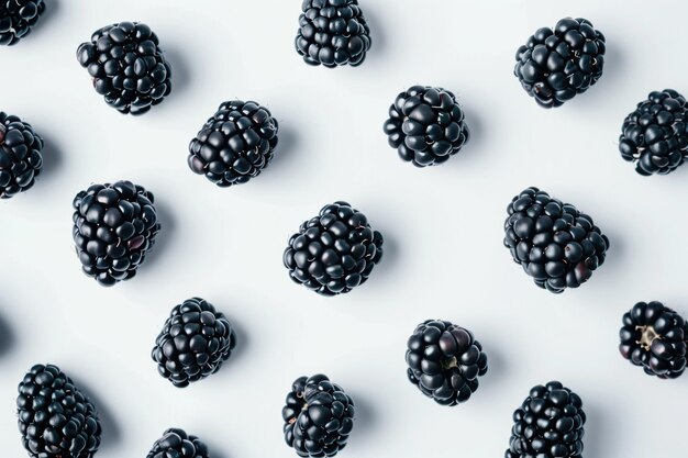 Photo wll organized organized black berries on white background