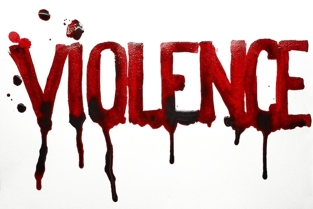 Wold Violence written by blood. War, abuse, destruction concept