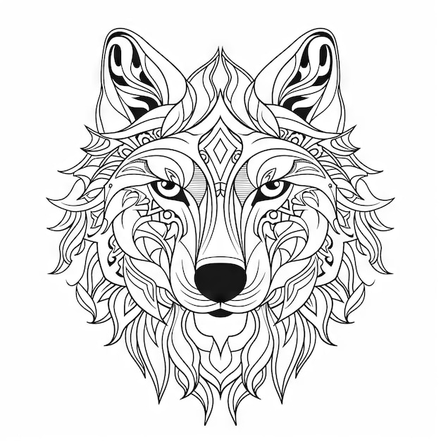 Wolf animal coloring page for kids