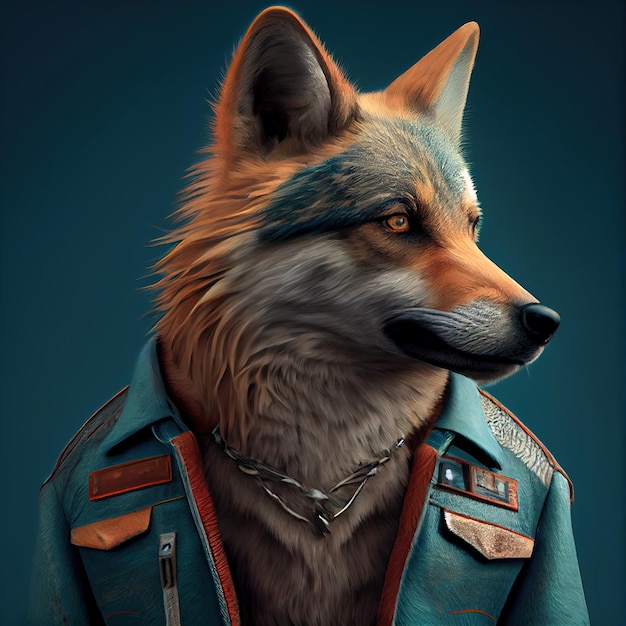 Wolf dressed as a human Generative AI