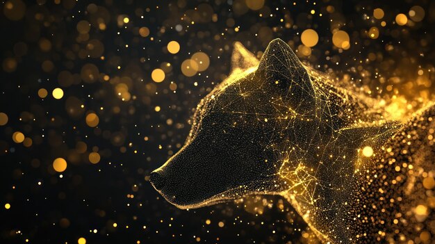 Photo wolf in gold dust a digital art illustration