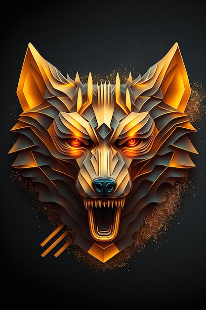 Wolf head 3d logo design