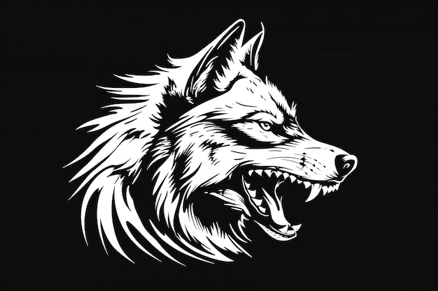 Wolf head on black background Vector illustration for tshirt