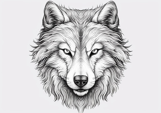 Photo wolf head black and gray illustration