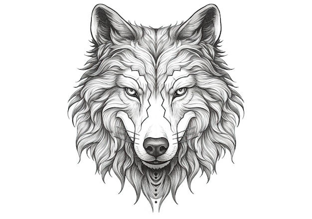 Photo wolf head black and gray illustration