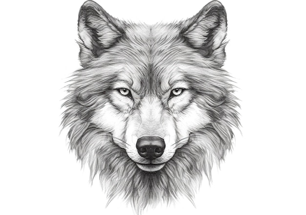 Photo wolf head black and gray illustration