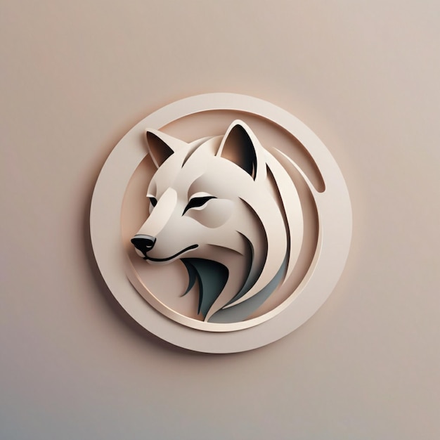 a wolf head is on a wall with a circle in the middle