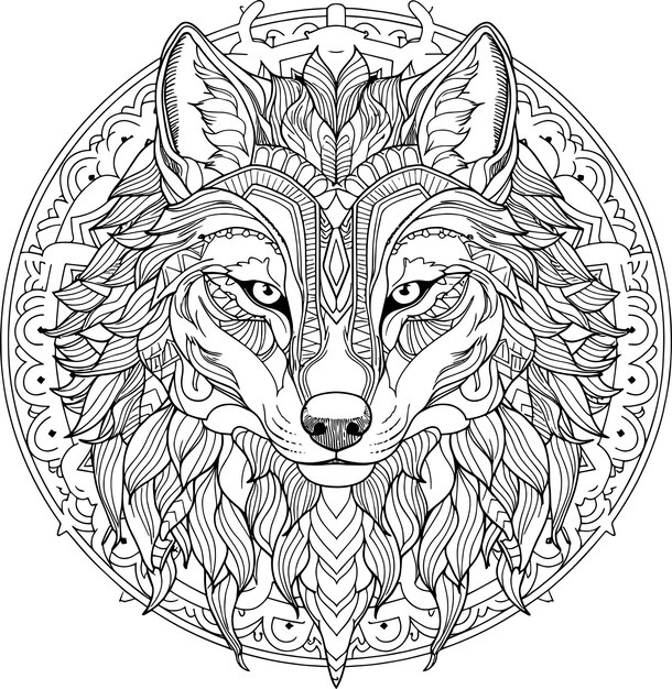 Photo a wolf head with a pattern of geometric shapes on it