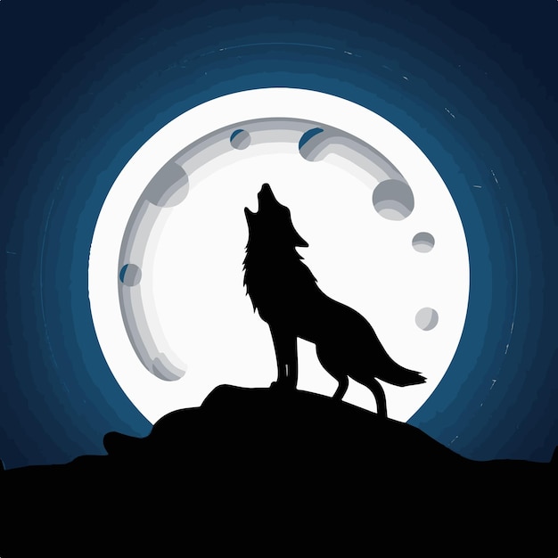 a wolf howling at the moon with the moon in the background