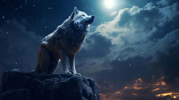 wolf howling at the moon