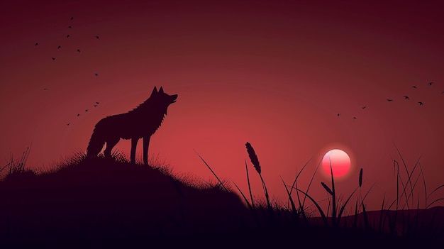 a wolf is on a mountain with stars in the background