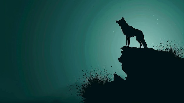 Photo a wolf is on a mountain with stars in the background