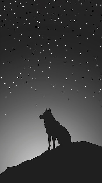 Photo a wolf is on a mountain with stars in the background