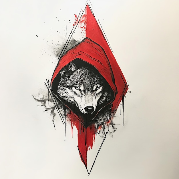 Photo a wolf is in the red hoodie of a wolf