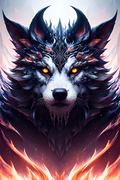 The wolf is a wolf with a black head and a blue eyes.