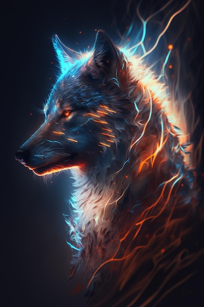 The wolf is a wolf with a fire on his head.